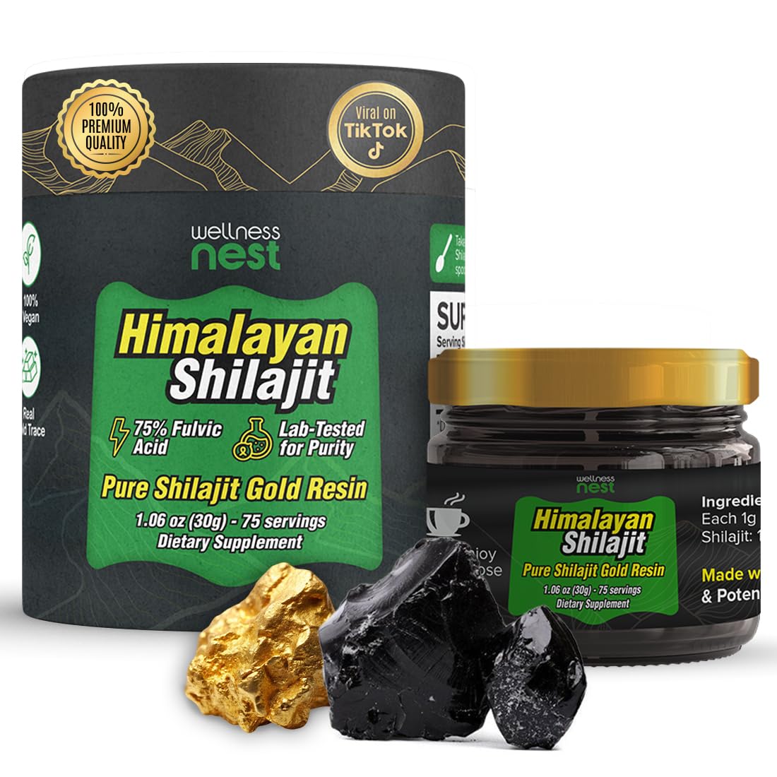 Puur Himalaya Shilajit hars geïnfuseerd met 24K goud