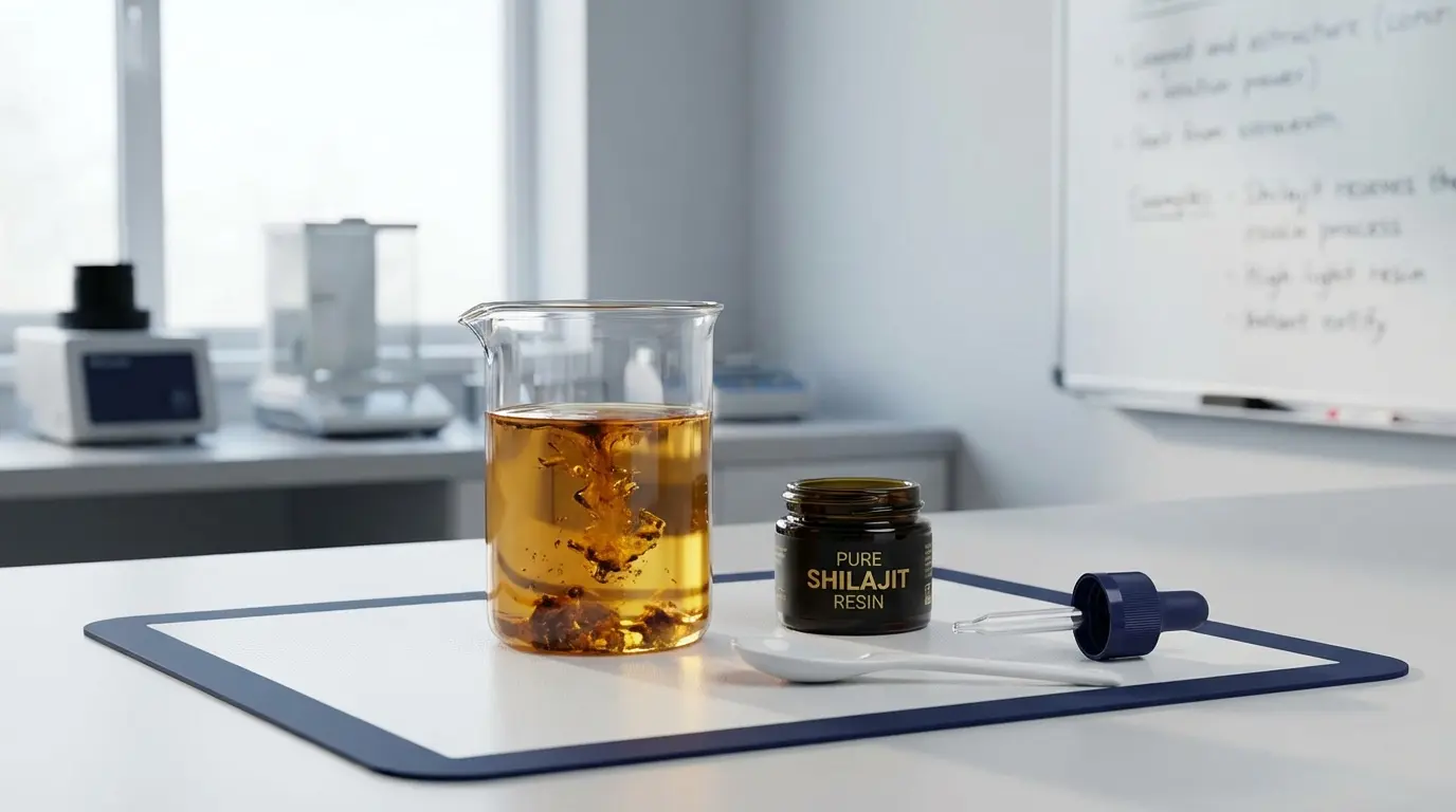 Bijwerkingen van shilajit voorkomen - kwaliteitstest met water