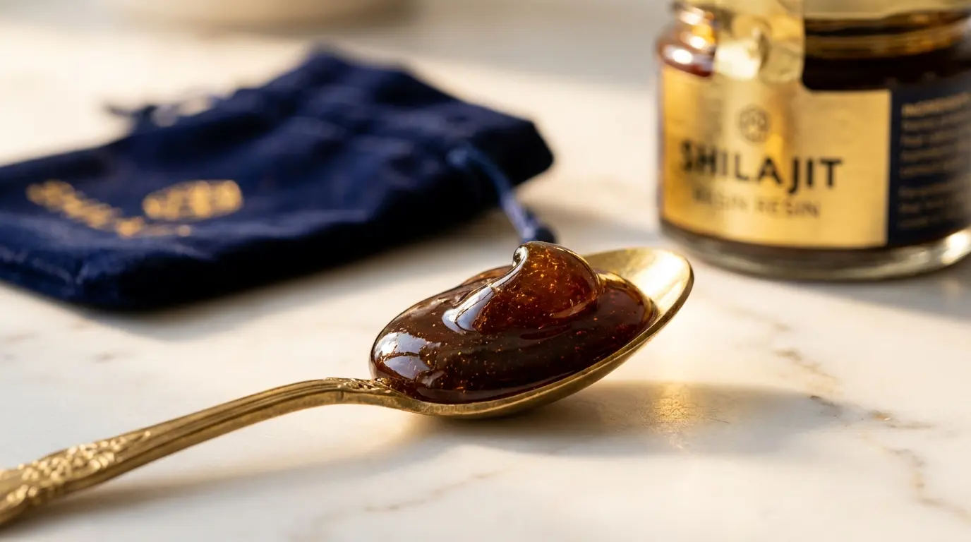 Bijwerkingen van shilajit - pure Himalaya hars op gouden lepel